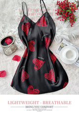 Women Satin Mini Slip Nightdress V-Neck Sleepwear