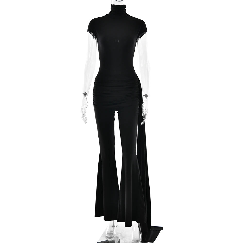 AzureMuse™ – Blue Turtleneck Party Jumpsuit (Classy, Cozy & Sleek)