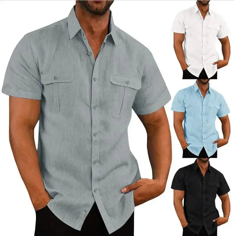 Men's Plus Size Cotton Linen T-Shirt – Summer Solid