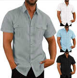 Men's Plus Size Cotton Linen T-Shirt – Summer Solid