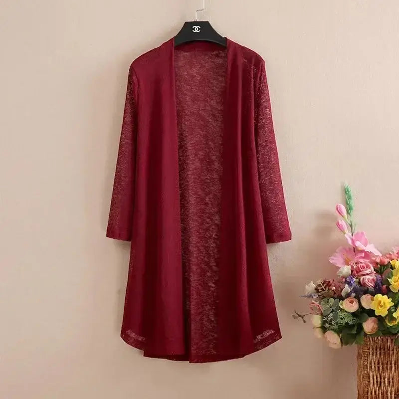 Women Ice Silk Mesh Knit Cardigan 5XL
