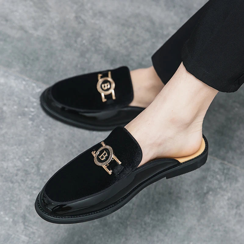 Men’s Black Leather Mules