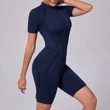 Women Sports Zipper Short Jumpsuit