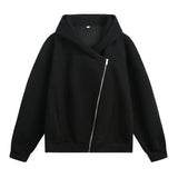 Slant Zipper Hooded Cardigan Jacket