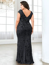 Women Plus Size Mermaid Sequin Formal Prom Dress
