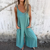 ZenFit™ – V-Neck Wide Leg Sleeveless Jumpsuit (Minimal, Cool & Flexible)