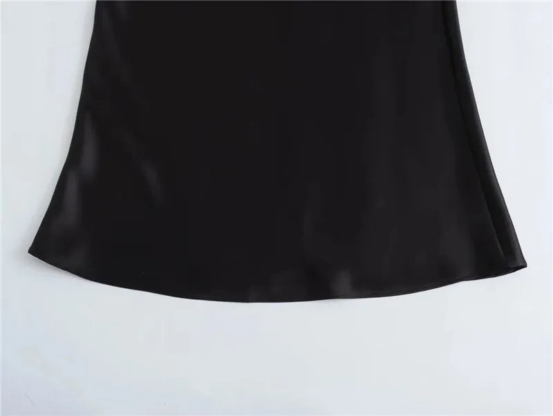 Women Satin Midi Skirt 2025