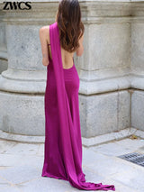 Luxe Satin Halter Evening Gown