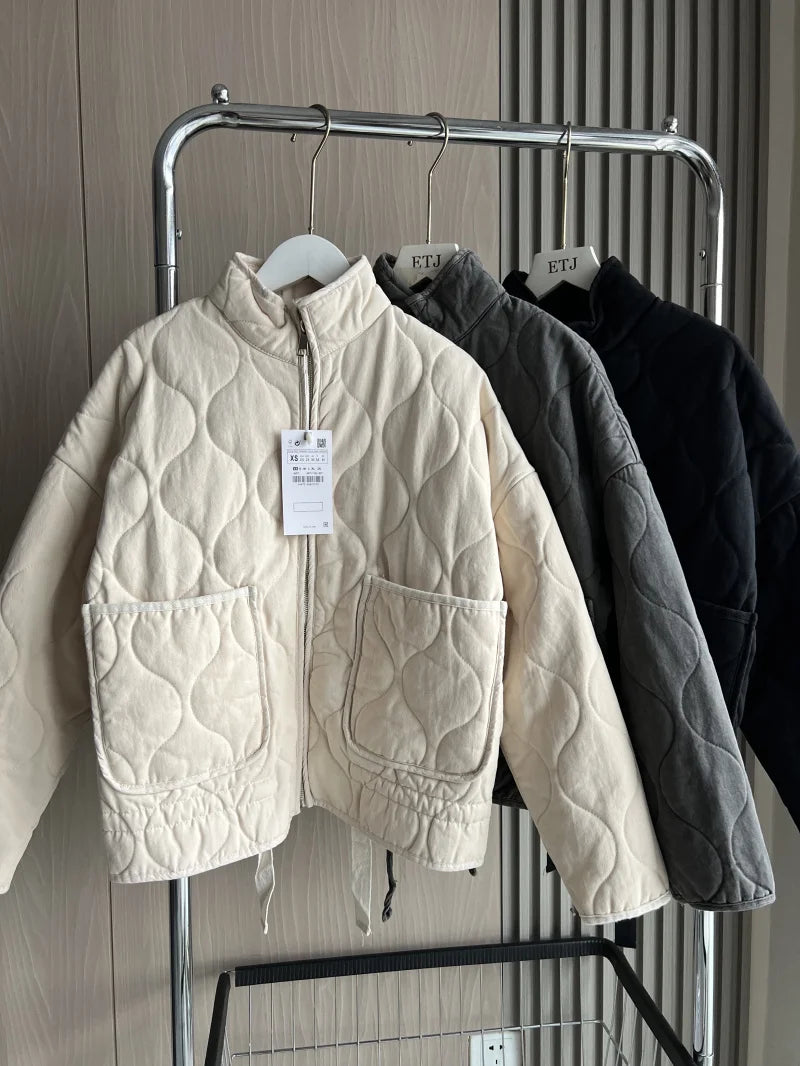 Vintage Quilted High Collar Women's Jacket