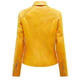 Women's Faux Leather Lapel Biker Jacket