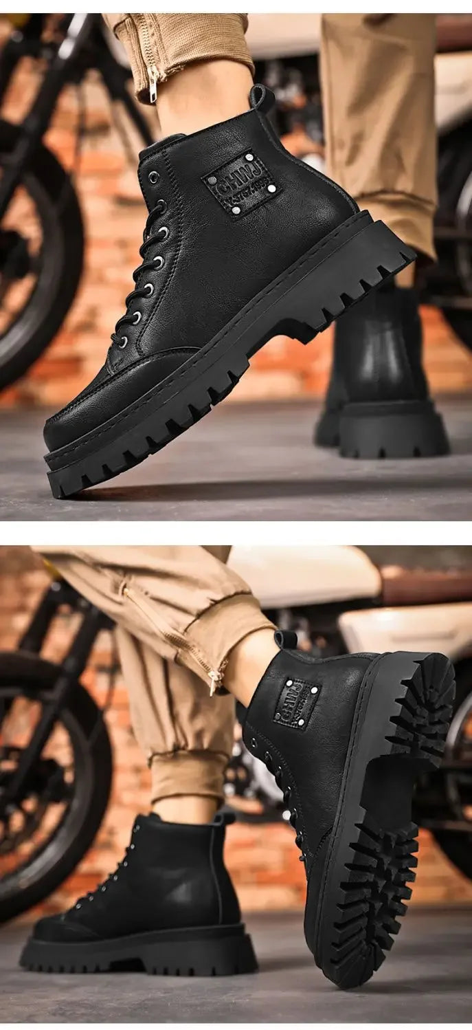 Men’s Autumn Waterproof Mid-Top Leather Boots