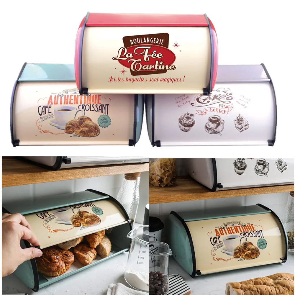 Metal Bread Box with Lid