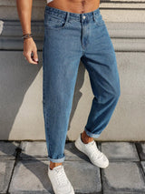 Men's Classic Blue Loose Jeans Plus Size