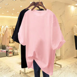 Oversized Cotton O-Neck Tee for Women
