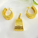 Gold Plated Pendant Necklace & Earrings Set