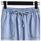 Women Ice Silk Wide Leg Jeans