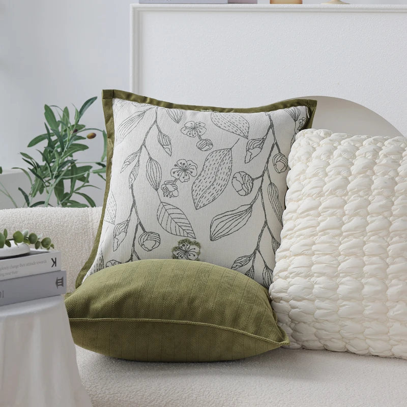 Floral Embroidered Cushion Cover
