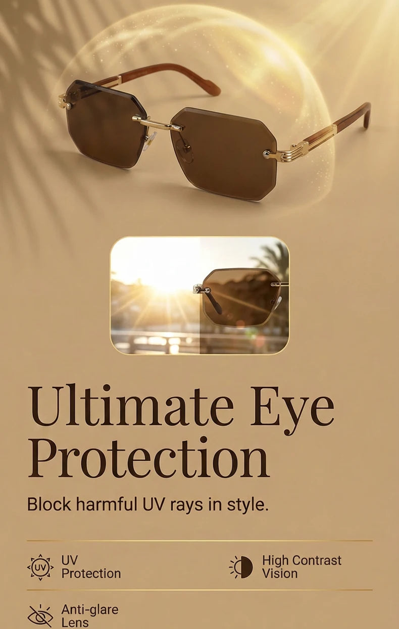 Elite Rimless Rectangle Sunglasses