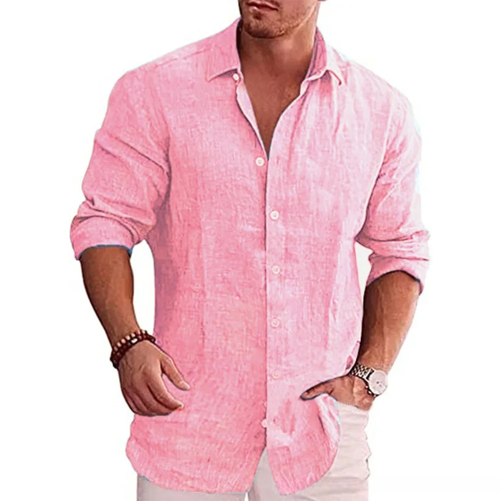 Men Linen Long Sleeve Shirt