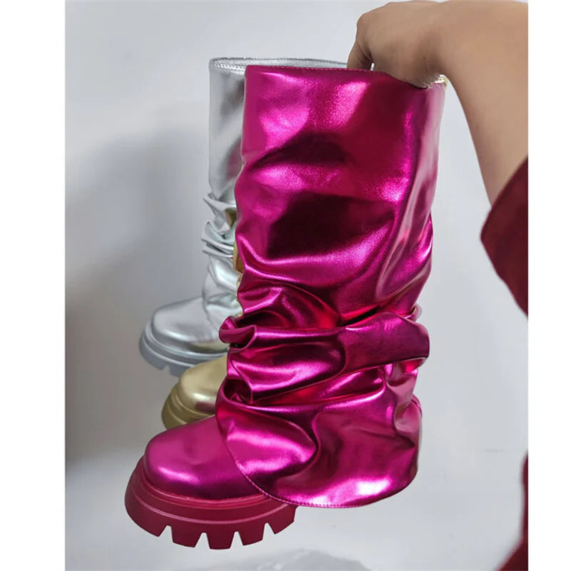 Women Mid Calf Boots Plush Lined Winter Shoes