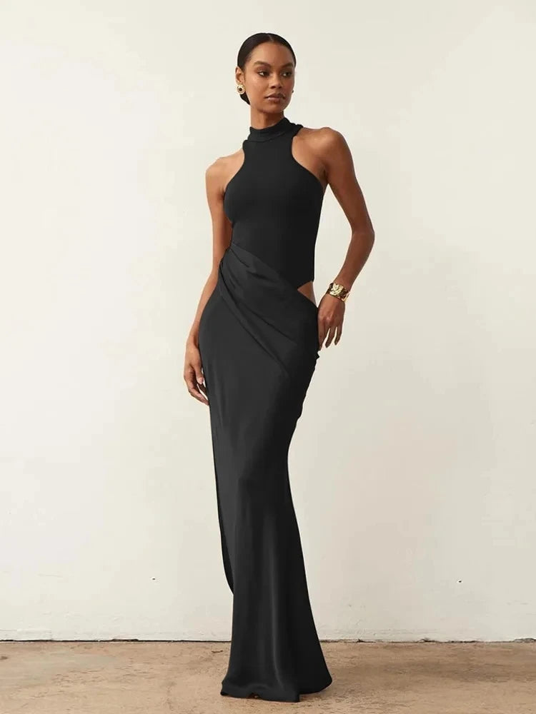 Luxe Satin Cutout Maxi Dress