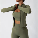 Women's Zip Long Sleeve Yoga Jacket – Slim Fit Gym Training Top