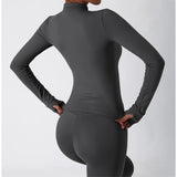 Women's Zip Long Sleeve Yoga Jacket – Slim Fit Gym Training Top