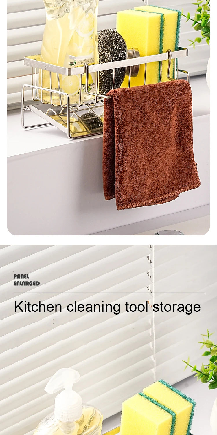 Stainless Steel Sink Storage Rack – Kitchen Sponge Organizer