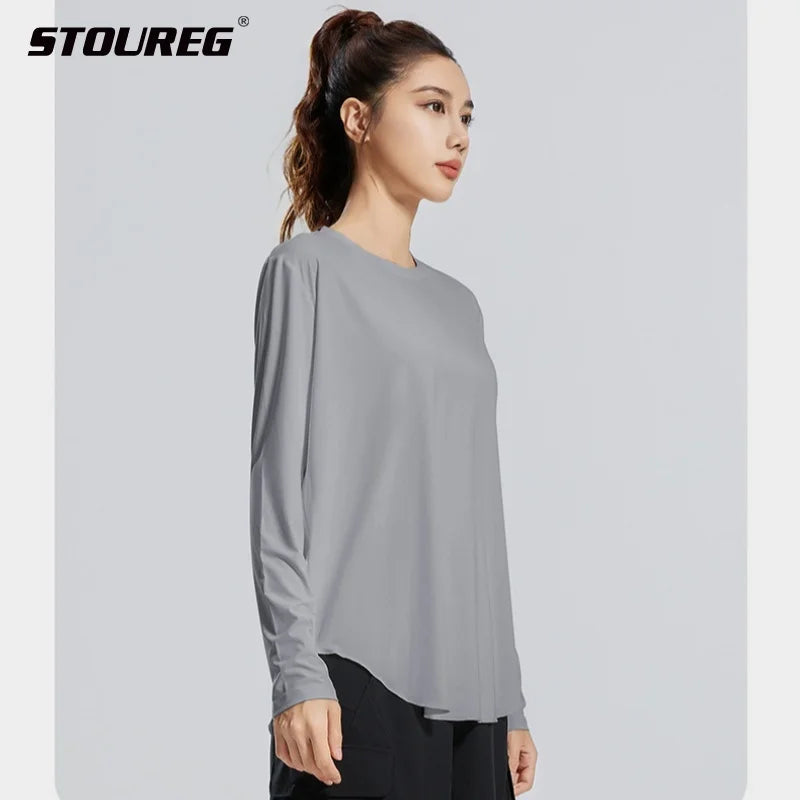 Women Loose Fit Yoga Cover Up Shirt