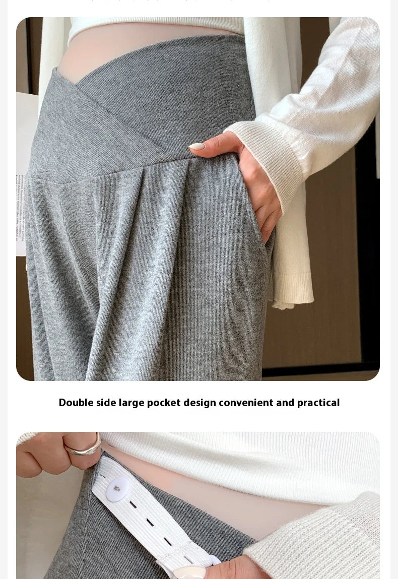 Wide-Leg Low-Waist Maternity Pants
