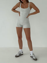 CurveMuse™ – Ribbed Sleeveless Bodycon Playsuit (Sleek, Hugging & Sexy)