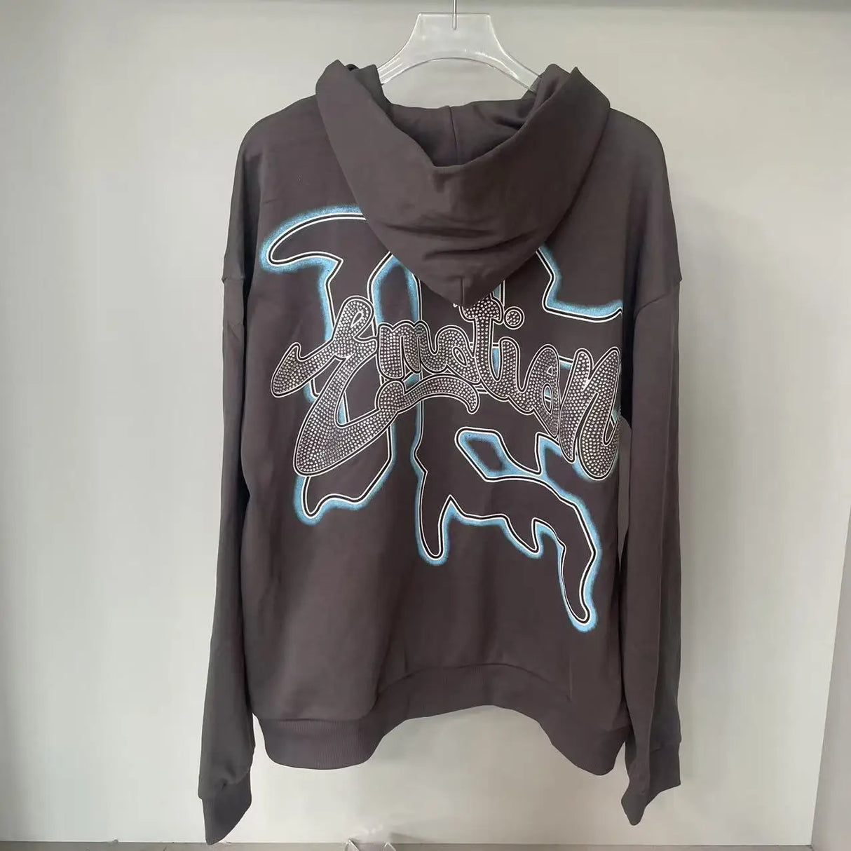 Men Rhinestone Zipper Hoodie