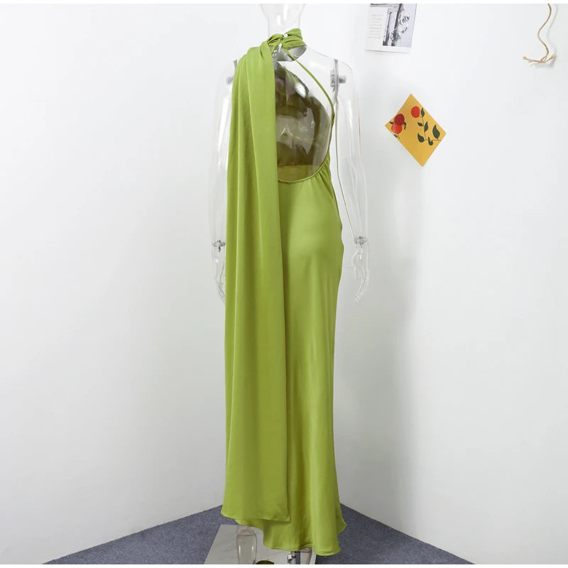 Luxe Satin Halter Evening Gown