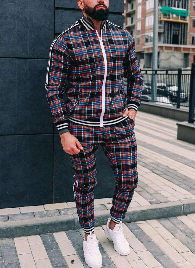 Men's Checkered Sports Tracksuit