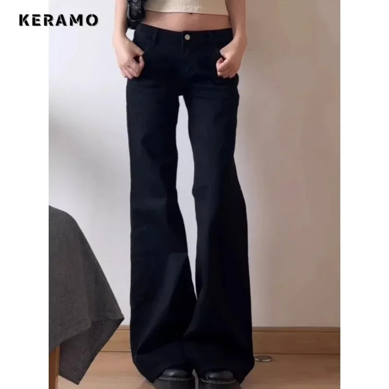 BlackMuse™ – Y2K High Waist Vintage Denim Jeans (Dark Washed, Wide Leg & Stylish)