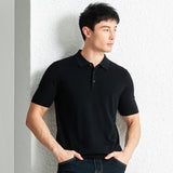 Men Short Sleeve Wool Polo Knit