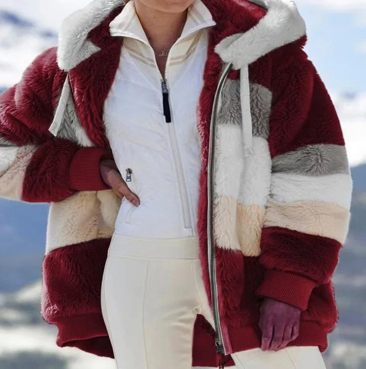 Women's Plus Size Long Teddy Bear Coat