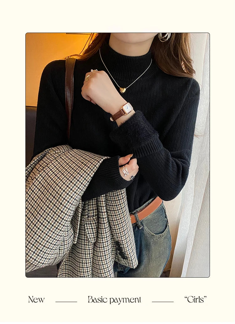 Women's Retro Red Turtleneck Sweater
