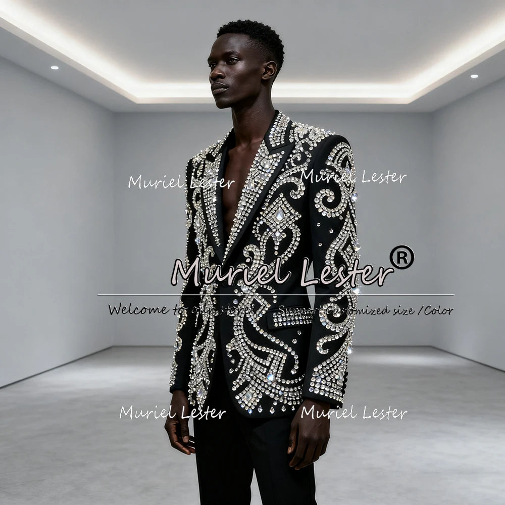 Men’s Luxury Stone-Embellished Suit Set