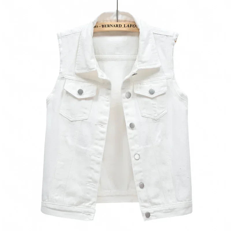 Women’s Print Washed Denim Vest