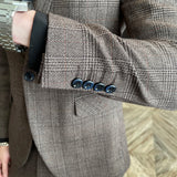 Men Plaid 3-Piece Business Suit