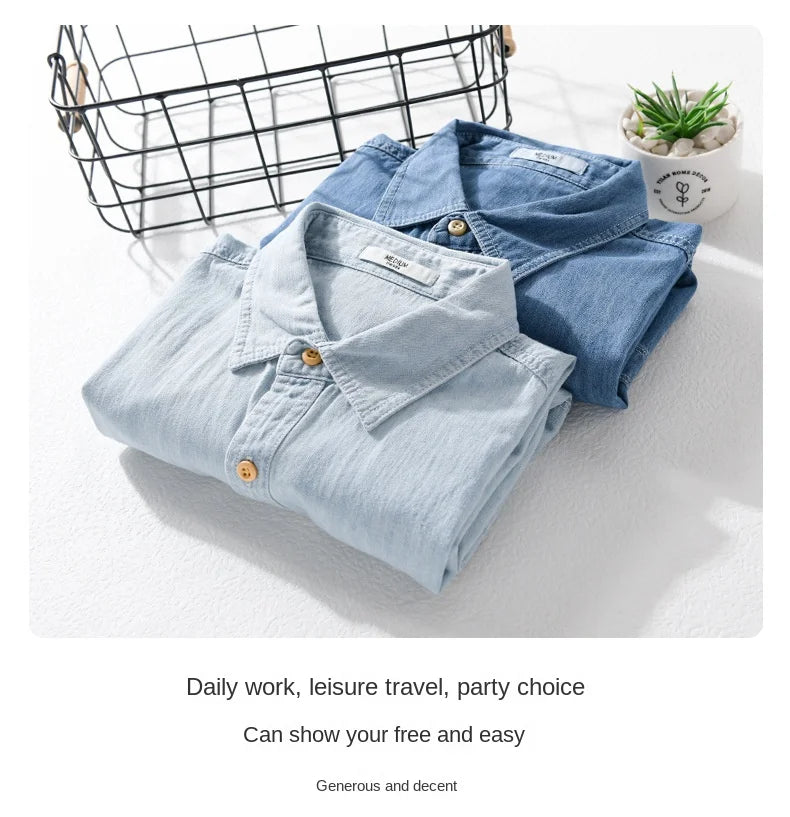 Men Denim Short Sleeve Shirt