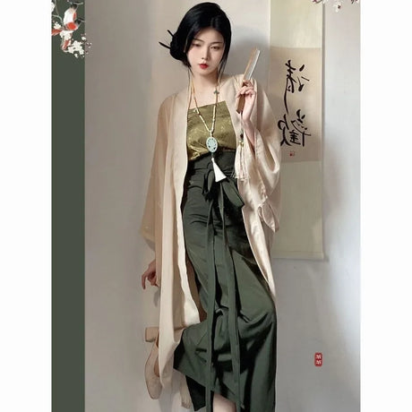 Elegant woman in a Princess Song Dynasty Hanfu 3-piece robe showcasing traditional Chinese fashion.