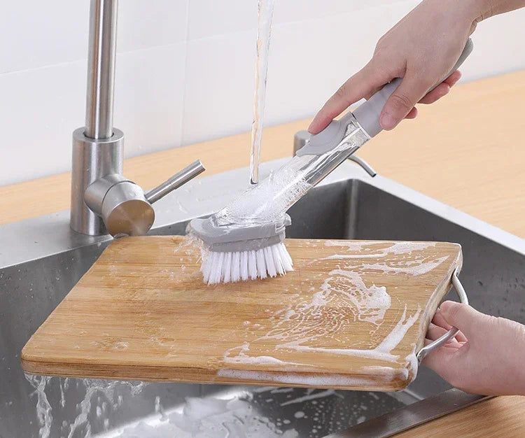 2-in-1 Kitchen Cleaning Brush with Sponge Dispenser
