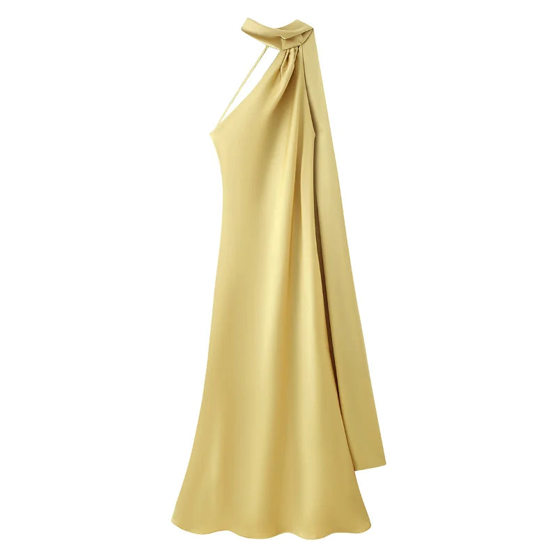 Luxe Satin Halter Evening Gown