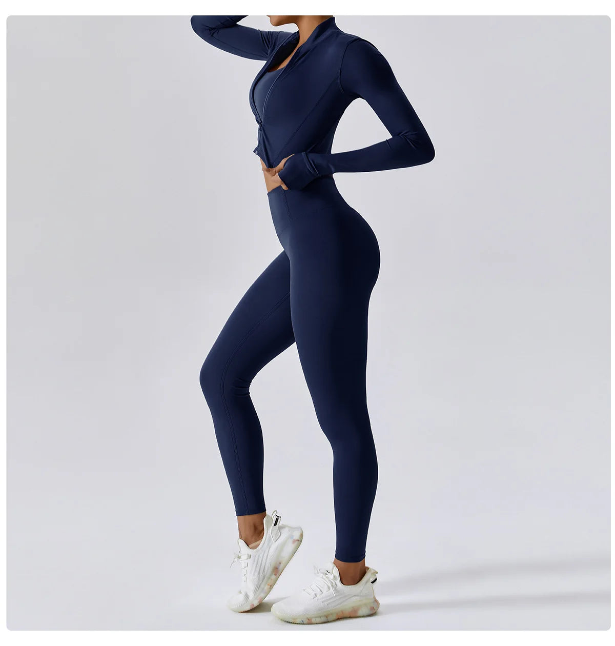 Women's Sexy Zip Long Sleeve Yoga Jacket – Workout Running Cycling Top