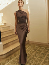 Luxe One-Shoulder Satin Gown