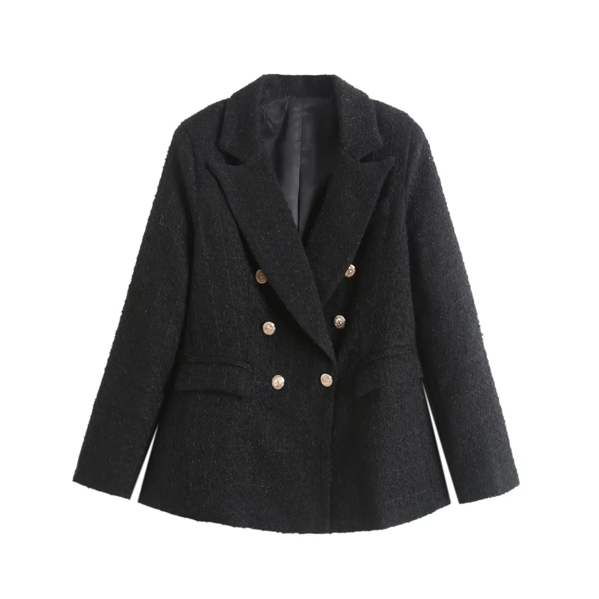 Plaidure™ – Double-Breasted Blazer (Vintage Long Sleeve with Smart Pocket Style)