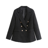 Plaidure™ – Double-Breasted Blazer (Vintage Long Sleeve with Smart Pocket Style)