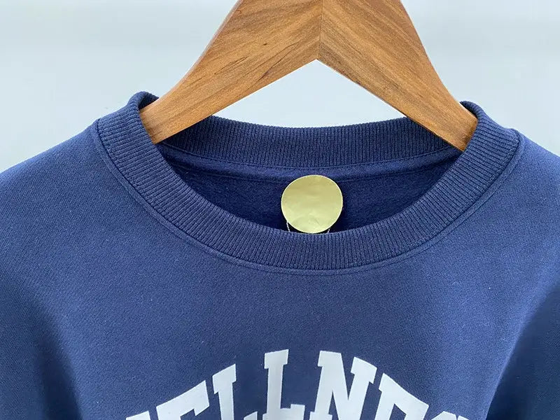Women Letter Print Sweatshirt Vintage O-Neck Pullover